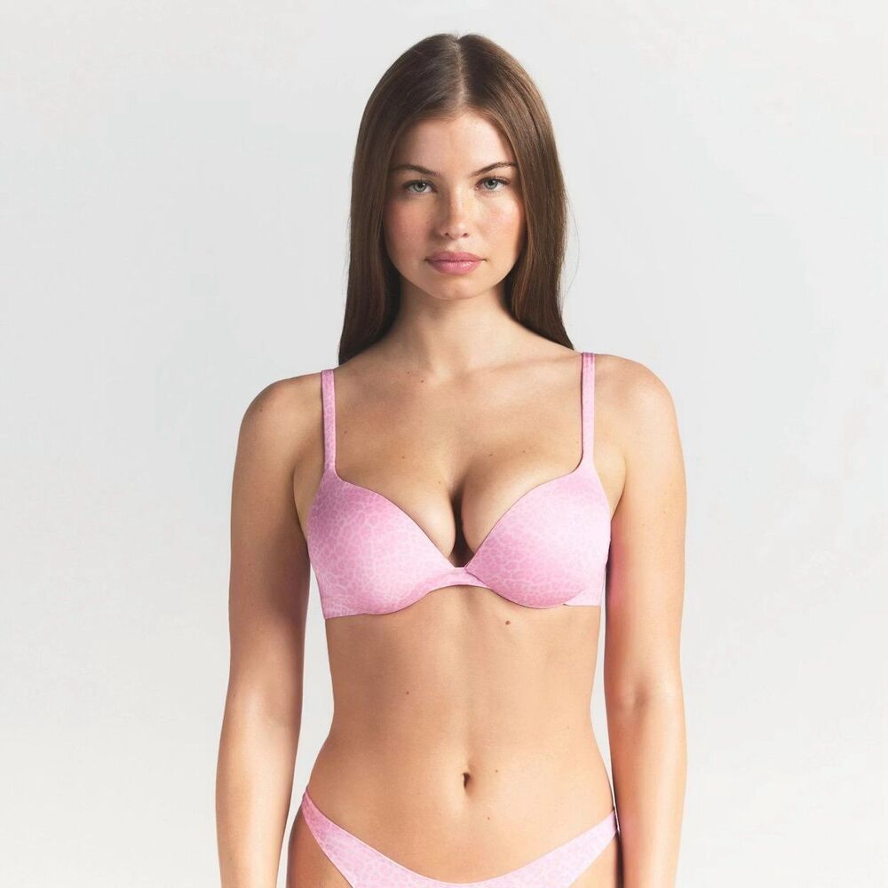 Skims Ultimate Teardrop Push-up Bra Bubblegum Leopard Print Size 32A